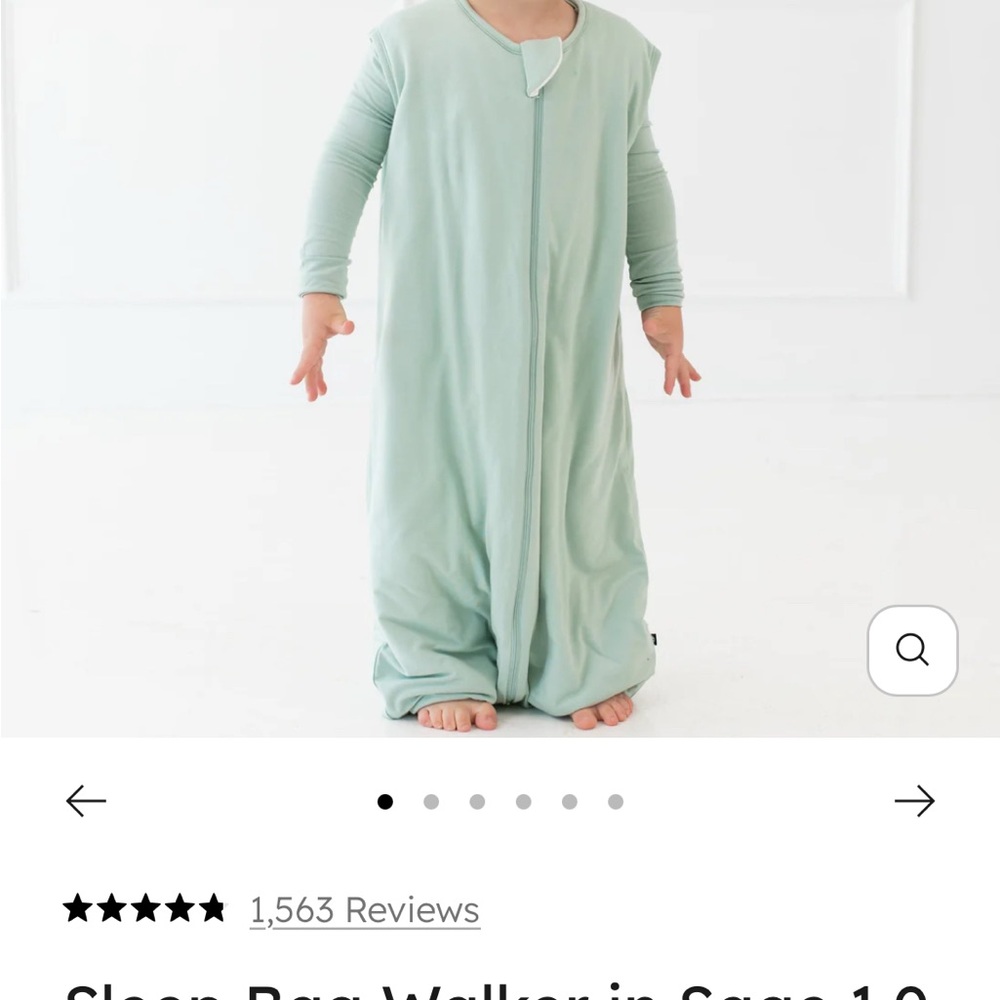 Kyte Baby Sage Green Sleep Sack Pajamas with Zipper Closure and Feet